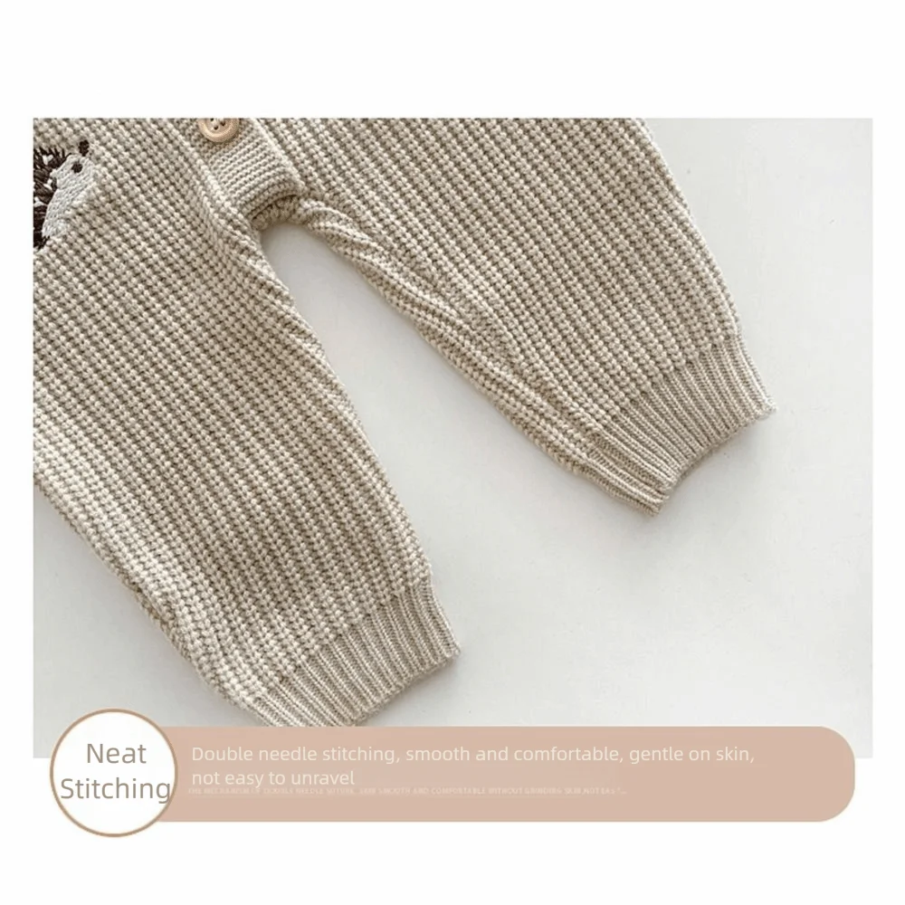 

Baby Jumpsuit Knitted Rompers Cute Hedgehog Jumpsuit Thickned Long Sleeve Crawling Clothes Warm Clothes Autumn Winter
