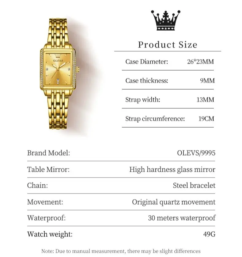 OLEVS 9995 Classic Quartz Watch For Women Luxury Original Stainless Steel Dress Wristwatch Calendar Waterproof Ladies Hand Clock