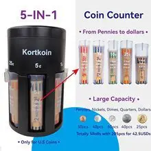 5 in 1 Electric Coin Sorter Counter with Rotating Base Automatic Coin Counting Sorting Machine for Home Retail