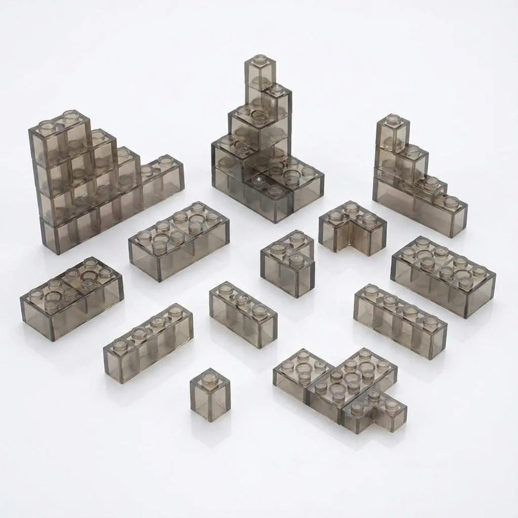 

80pcs Transparent Grey Thick Building Blocks 1x1 1x2 2x2 2x4 Dots Clear Black Brick Educational Creative Toy for Kid