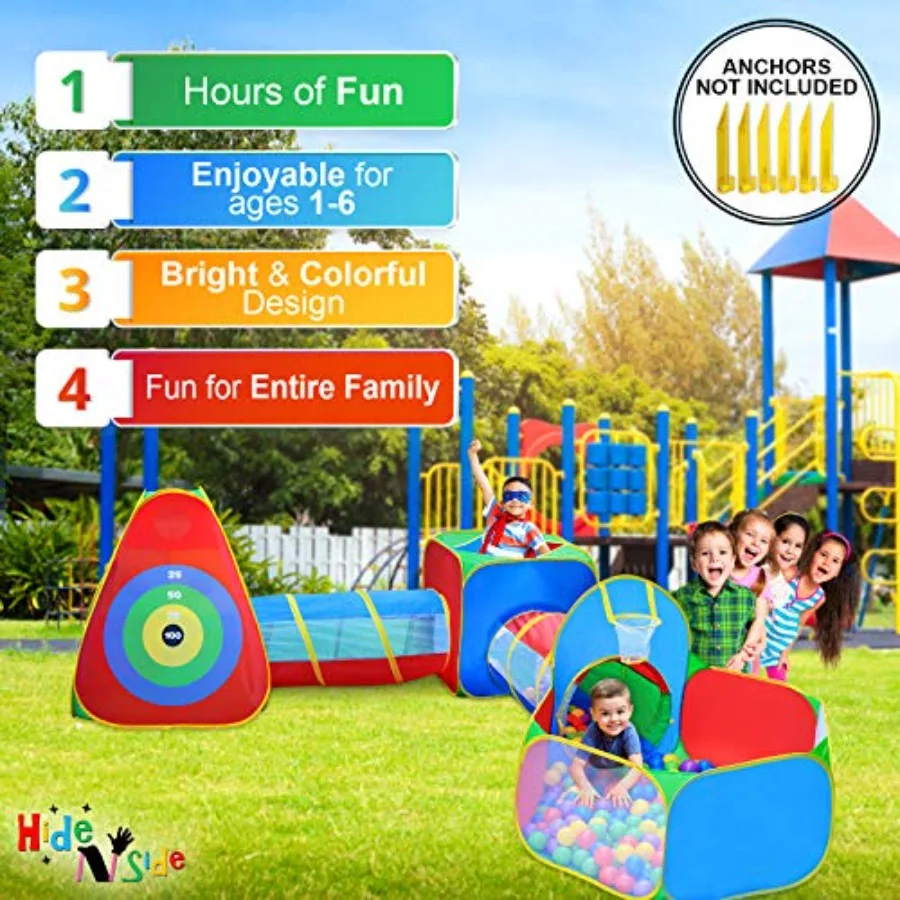 5pc Kids Ball Pit Tents and Tunnels, Toddler Jungle Gym Play Tent with Play Crawl Tunnel Toy, for Boys Babies Infants Children,