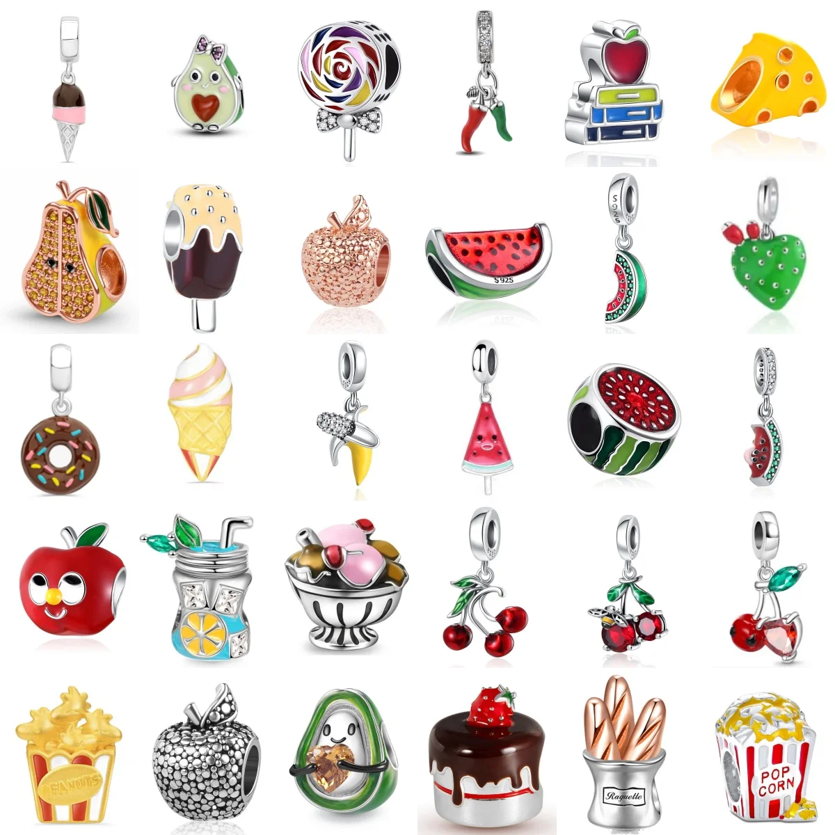 

Европейский серебряный кулон 925 пробы в виде фруктового торта, мороженого, арбуза, вишни, подходит для оригинальных браслетов, для самостоятельного изготовления женских украшений, подарков