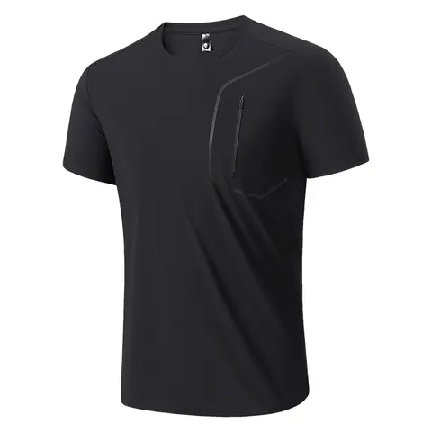 76% Nylon Snabbtorkande Sport Mode T-shirt Herr 2025 Kortärmad Sommar Casual Svart Oversize Topp T-shirt Gymkläder 10 best sales t-shirt i nylon och spandex - №4