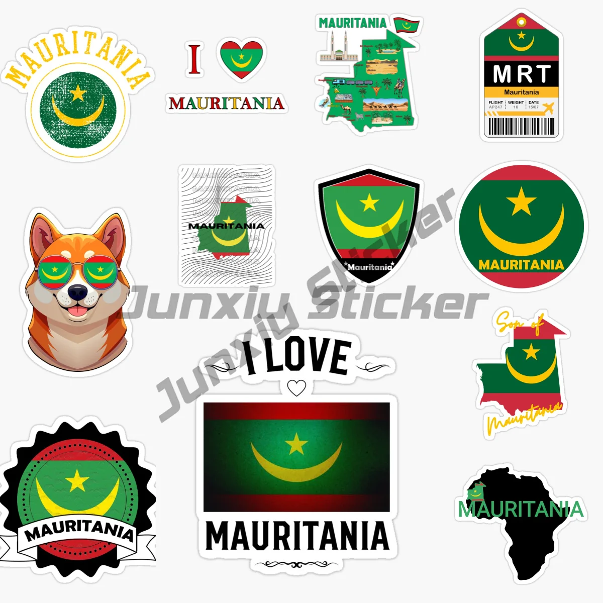 

MAURITANIA Flag Map National Emblem Creative PVC Car Sticker for Decorate Car Bicycle Fridge Helmet Wall Decal Accessories