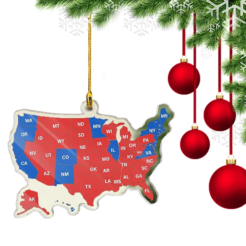 2024 Election Results Map Acrylic Presidential Election Map President Won Again Election Ornament Christmas Tree Decoration