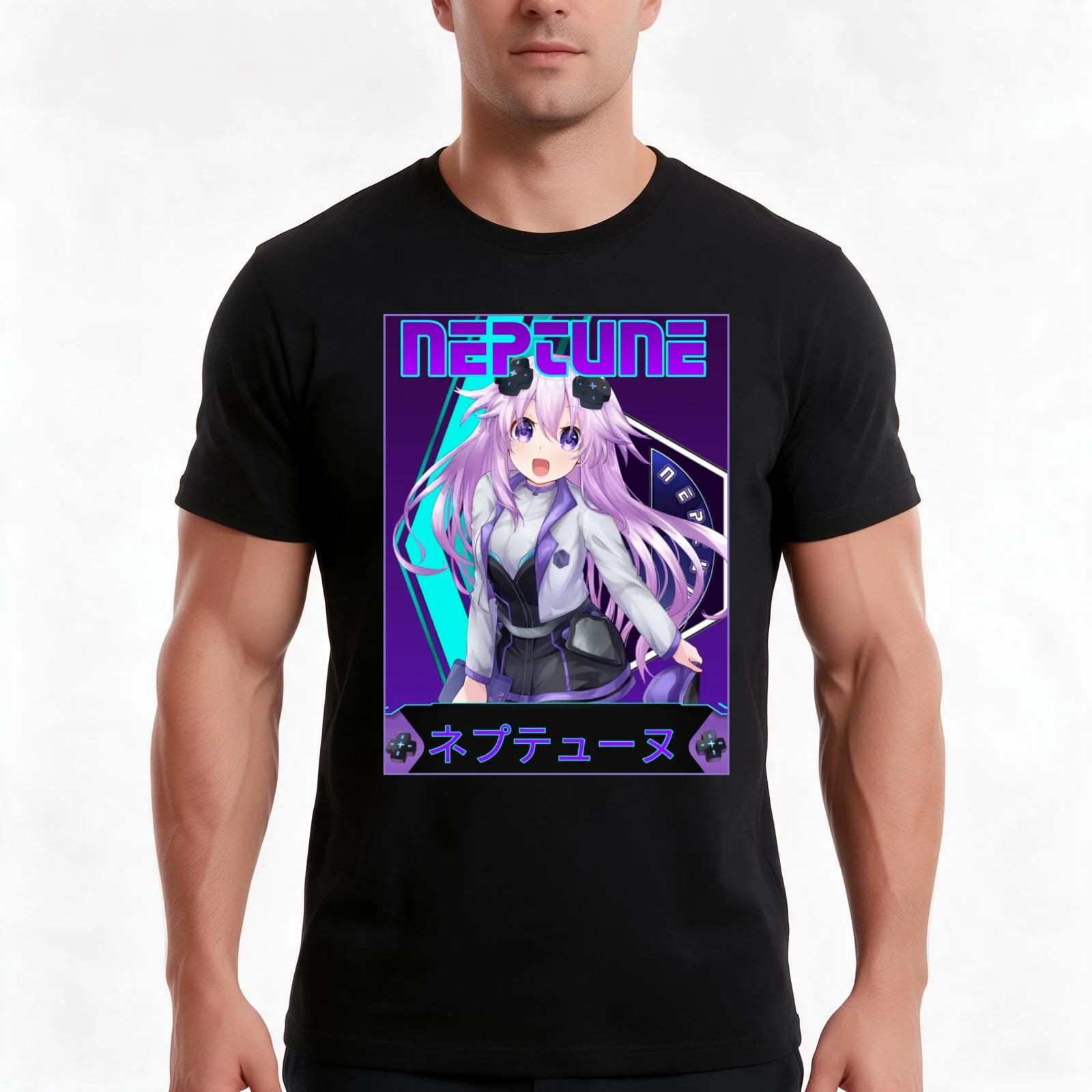Epicdimension Neptunia (Neptune) T-Shirt, Summer Casual Cotton Tee, Oversized Streetwear Tops, Vintage Graphic Print