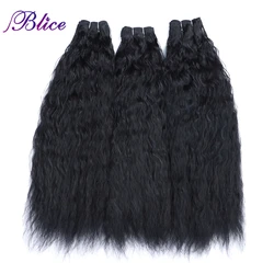 Blice Synthetic Hair Bundles Kinky Straight Curly Hair Pieces Double Weft Hair Weaving Three Pcs Deal For Women