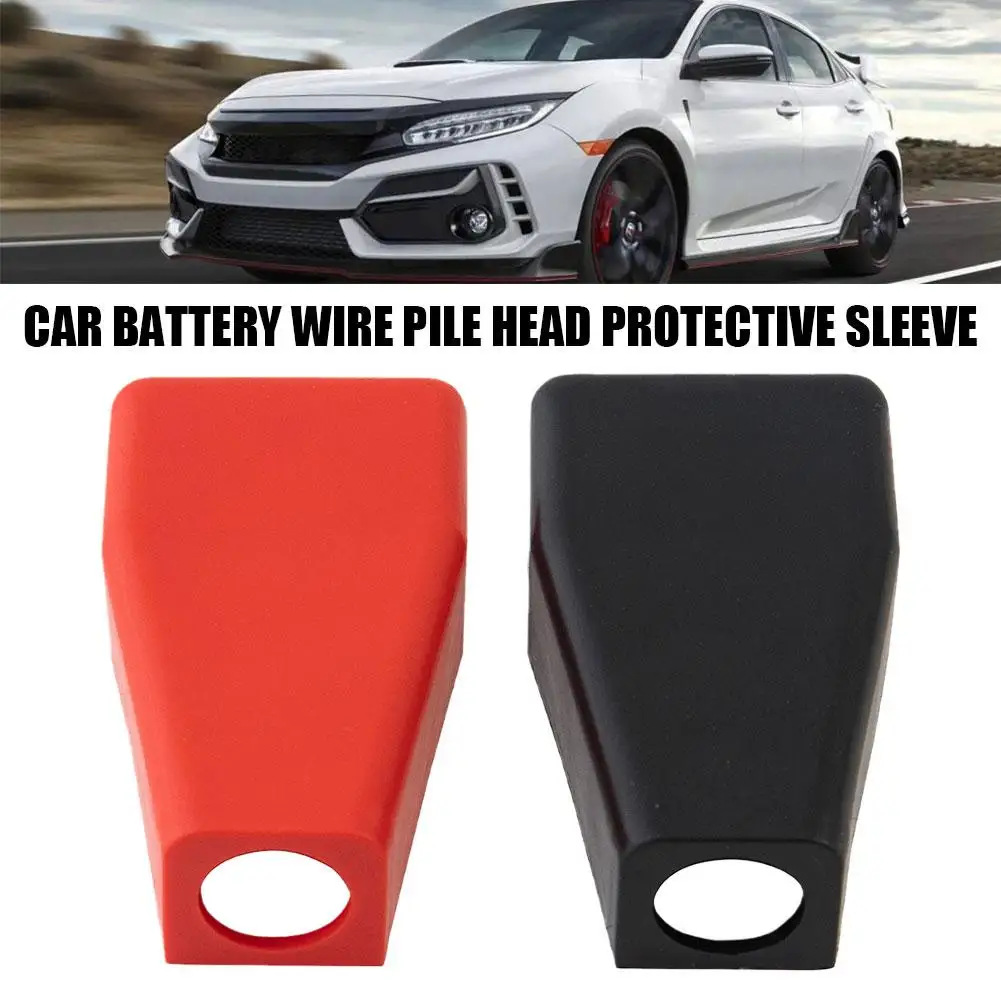 2pcs Car Battery Terminal Covers Positive Negative Post Cap Protection Insulate Case Battery Wire Connectors Rubber Sleeve