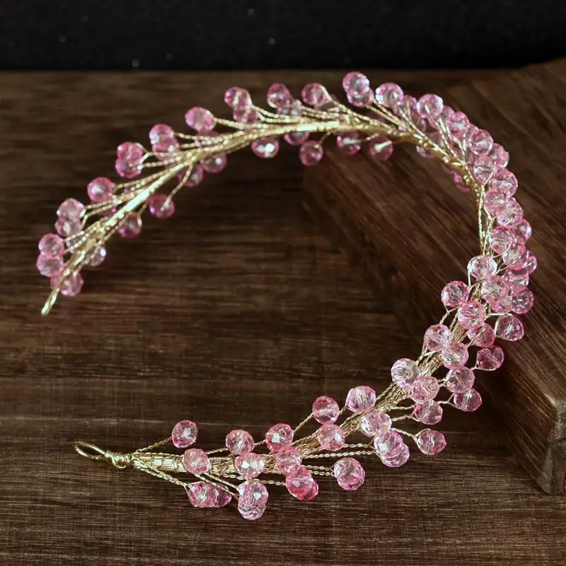 Modischer Perlen-Brautkopfschmuck, Kristall-Handgemachte Ketten-Haarbänder, Damen-Stirnbänder für Hochzeitsfeiern – Detail 12