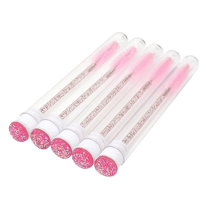 10Pcs Reusable Makeup Brushes Crystal Eyelash Brush Mascara Wands for Eyelash Extension Micro Drill Separate Tube