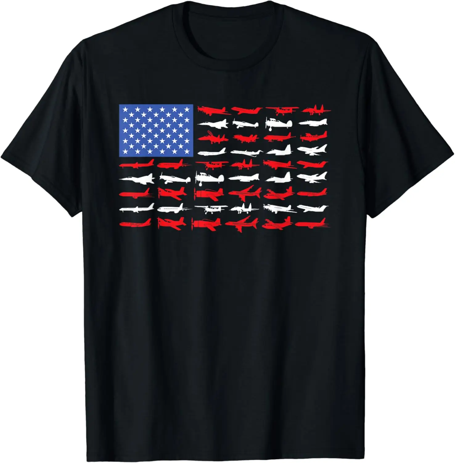 

Pilot Airplane American Flag Plane Aviation Short Sleeve T-Shirt