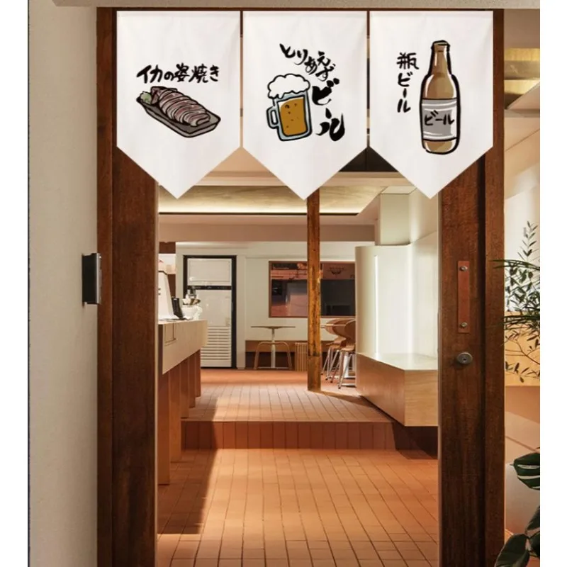 Japanese Triangular Flag Door Curtain Ins Style Sushi Izakaya Hanging Flag Waterproof Short Partition Curtain Retro Home Decor
