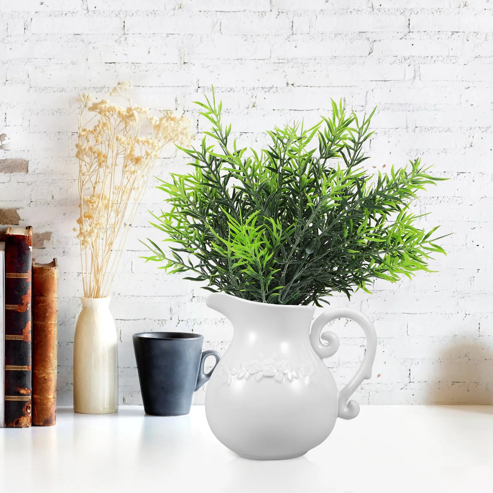 

Ceramic Pitcher Vase Retro European Style Creative Flower Arrangement Holder for Home Office Decor Desktop Floral Display Dried