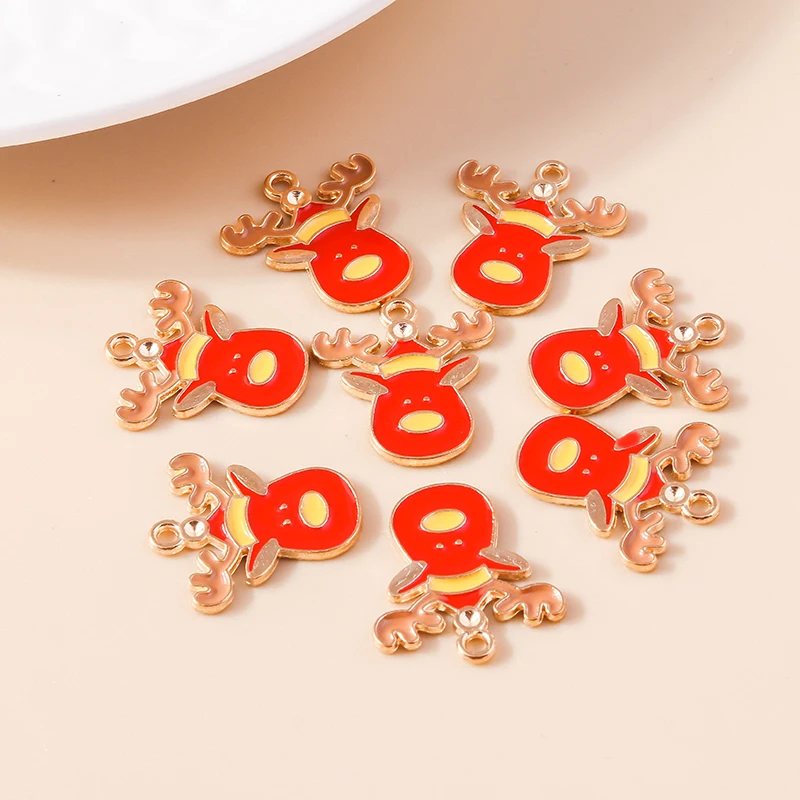 

20pcs 19x21mm Cute Enamel Christmas Deer Charms Pendant for Jewelry Making Drop Earrings Necklaces Bracelets DIY Crafts Supplies