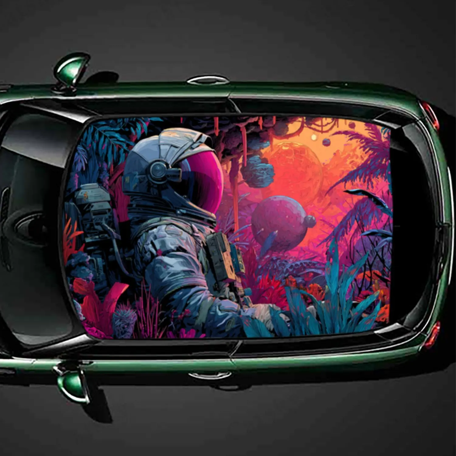 

Киберпанк астронавт неоновая наклейка на крышу автомобиля ПВХ самоводонепроницаемая палка, яркие авто внешние аксессуары украшение защита подарок