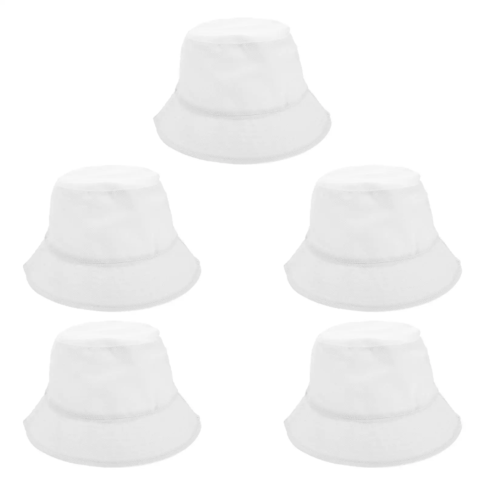 

5pcs Children's Bucket Hat Blank Drawing Cotton Fisherman Cap Kids Artistic Sun Protection Washable Parent-child Party