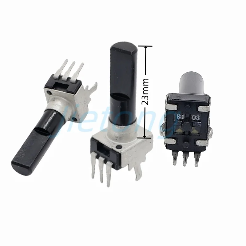 5pcs RV09 Type Vertical Single Potentiometer With Center Click B10K B20K B50K R0902N B103 B203 B503 3Pins D Shaft Length 23MM