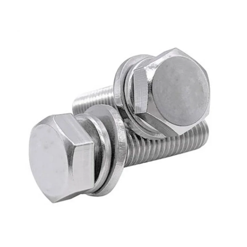 10-50pcs M6 M8 M10 M12 316 Stainless Steel GB9074.17 External Hexagonal Triple Combination Screw with Flat Spring Washer Screw