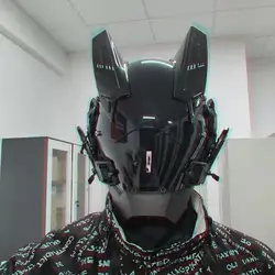 Cyberpunk  mask Cosplay Hellboy Retaliation Shinobi Horns mask Black Samurai Masks Halloween Party Coolplay Gift