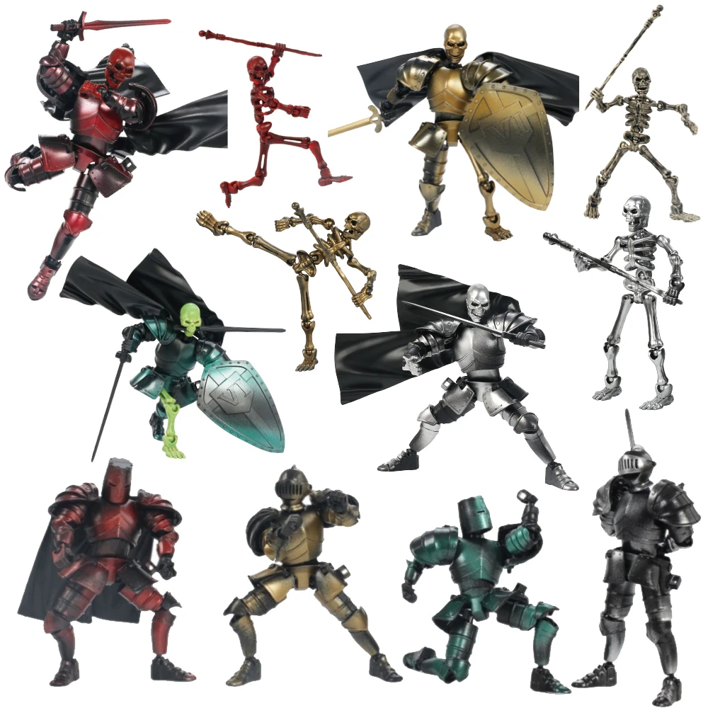 

Medieval Knight Skeleton Action Figure - Multi-Joint Movable Armor Warrior DIY Poseable Doll Model Collectible Toy Gift
