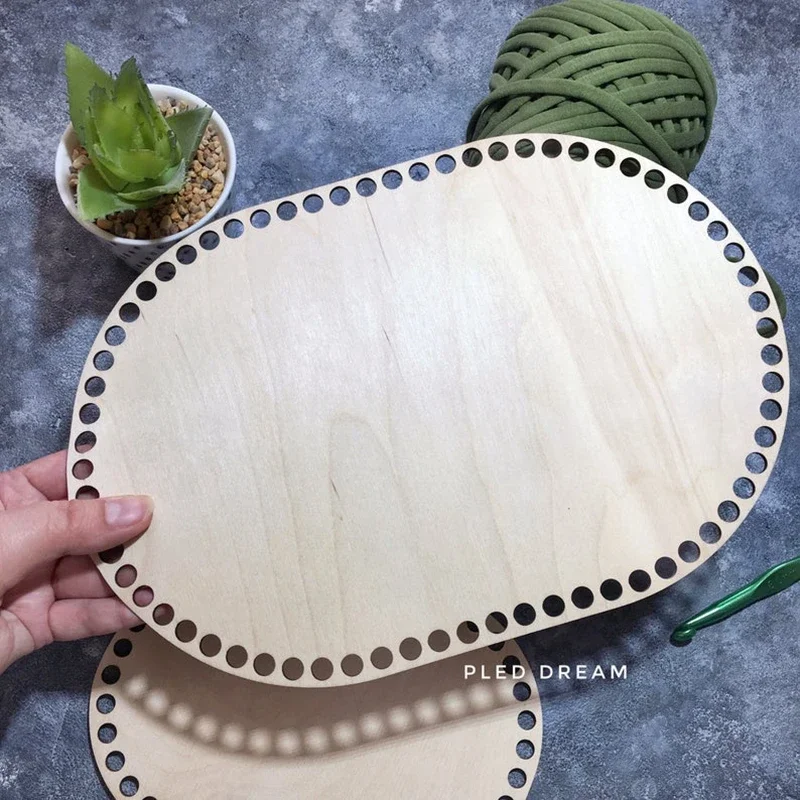 

Set of 10pcs 30x20cm wood Base wooden oval Crochet basket bottoms Wood Stitch