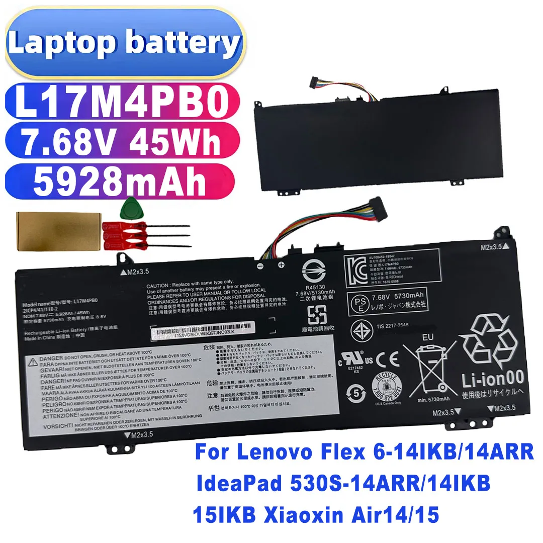 L17M4PB0 L17C4PB0 7.68V 45Wh 5928mAh Battery for Lenovo Flex 6-14IKB/14ARR IdeaPad 530S-14ARR/14IKB/15IKB Xiaoxin Air14/15