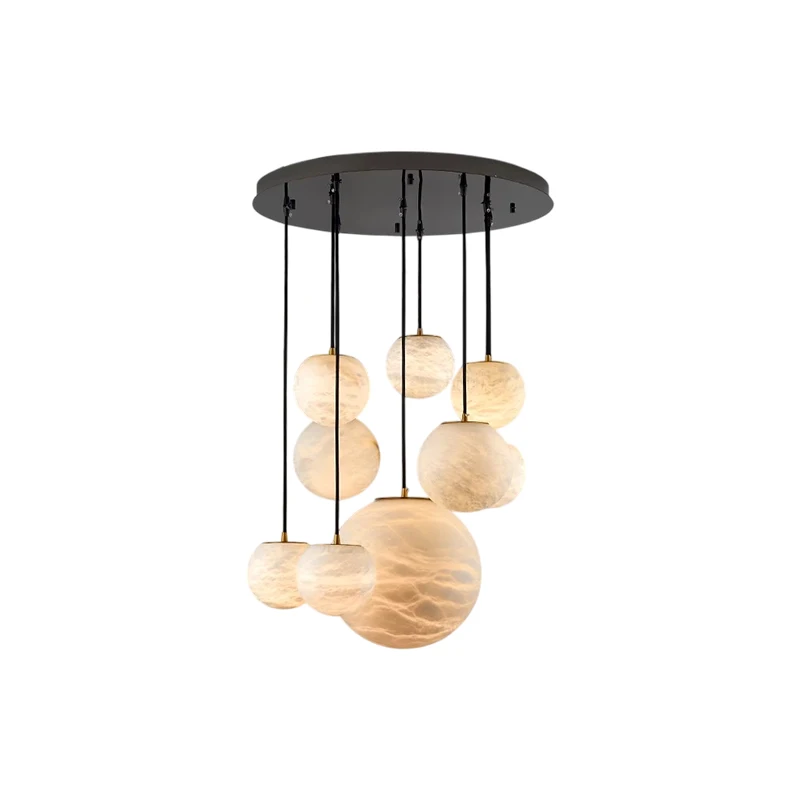 Elevate Your Dinning Room With Our Marble Globe E14 Led Chandelier Dimming Function White Alabaster