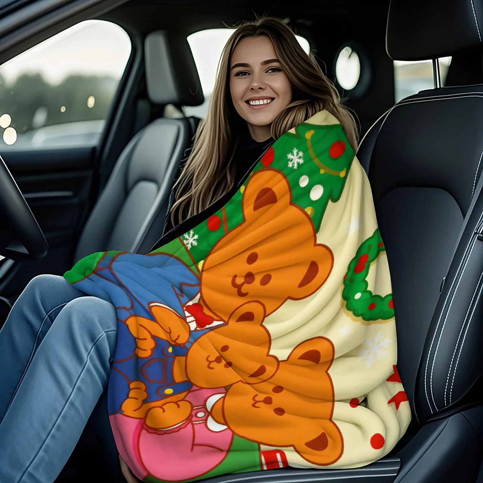 Kawaii الكرتون تذبذب الدب الأسرة بطانية رقيق لينة الفانيلا أريكة الكبار بطانية مكتب الغداء استراحة بطانية طفل هدية الكريسماس #5