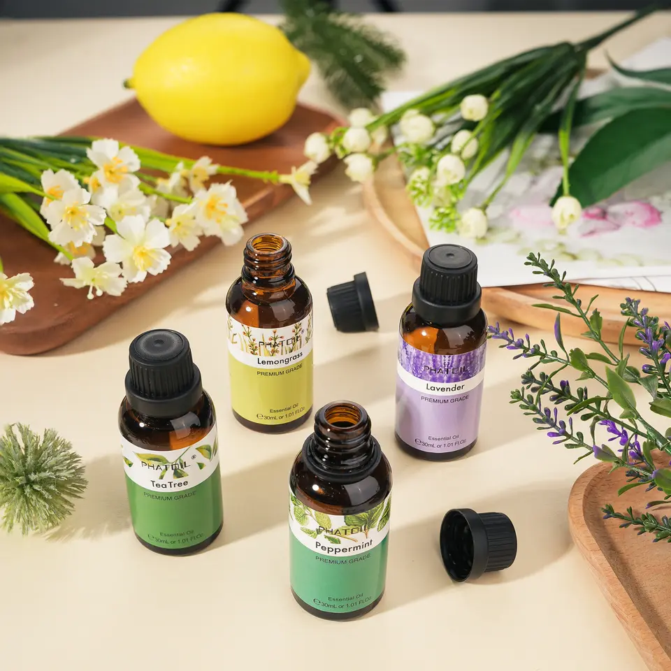 PHATOIL قطعة واحدة زيت عطري للعلاج العطري 30 مل من الليمون والكالبتوس واللافندر والبرغموت والياسمين والعرعر والورد والفانيليا - 5