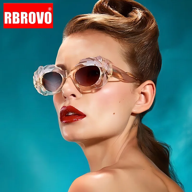 RBROVO Funny Clouds Sunglasses Women Oval Vintage Eyewear Women 2024 Personality Simple Glasses Retro Female Lents De Sol Mujer