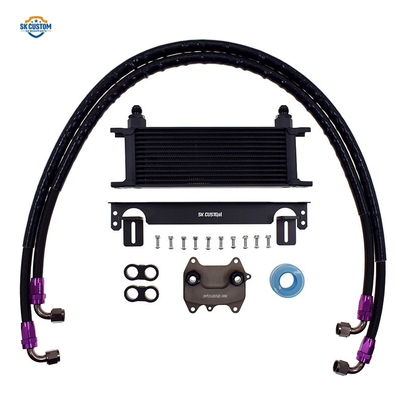 Fit for Audi A3 A4 A6 A7 Q5 Q7 TT 2.0 TDI Engine Oil Cooler Kit SK CUSTOM Aluminum Oil Cooling Radiator Kit