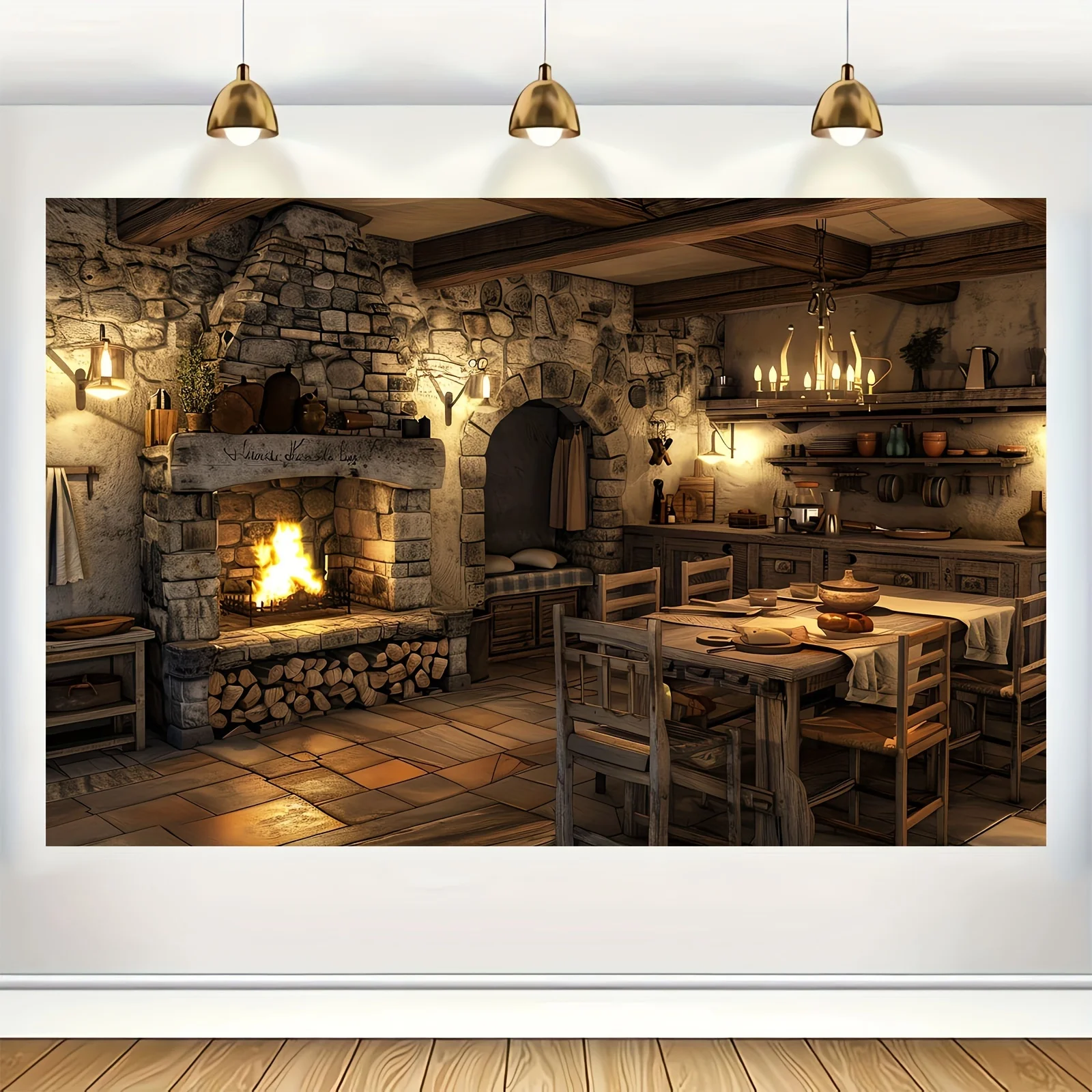 Banner Dekoration, alte Bauernhaus Küche Hintergrund für Fotografie Land Landhausstil, Porträt Fotografie Studio Requisiten