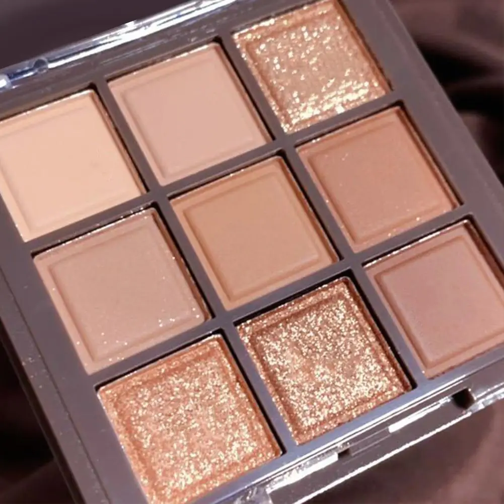 9-Color Eyeshadow Palette, Glitter Matte & Shimmer Finish, Soft Milk Tea , Warm Nude Compact & Easy for Student Makeup Palette