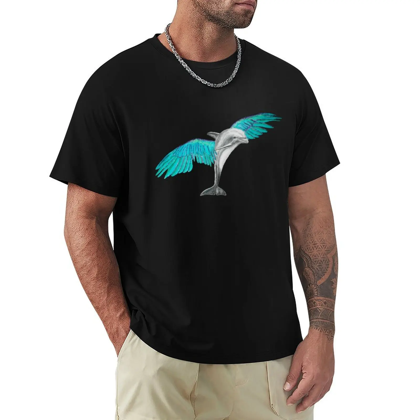

Flying Dolphin (turquoise) T-Shirt luxury clothing labubu Anime t-shirt clothes for men