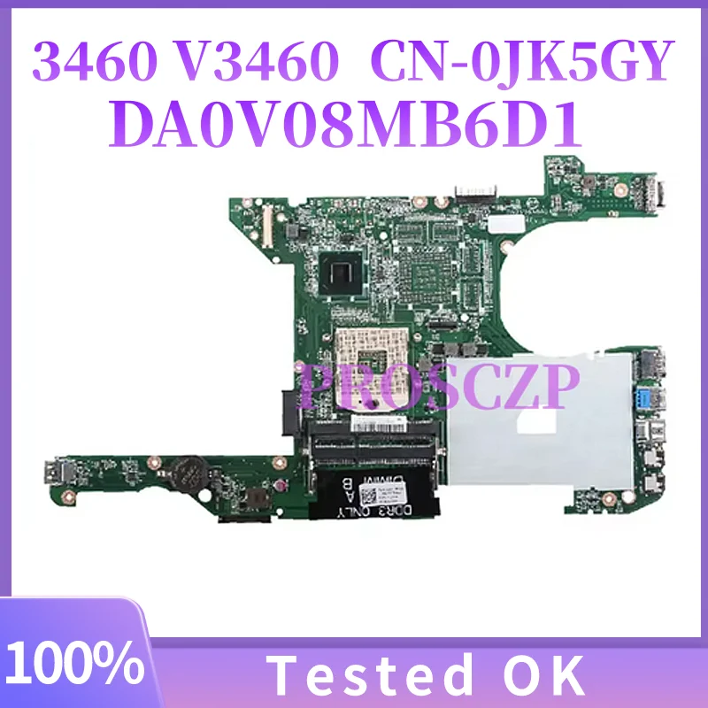 Placa base para ordenador portátil Dell Vostro 3460 V3460, DA0V08MB6D1 DA0V08MB6D4, CN-0JK5GY UMA/GT630M, GPU, DDR3, 100% probada