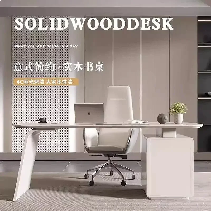 BJ Italian Lacquer Desk Luxury Executive Office Table Modern Designer Desk Medical Aesthetic Consultation Chair Writing Table