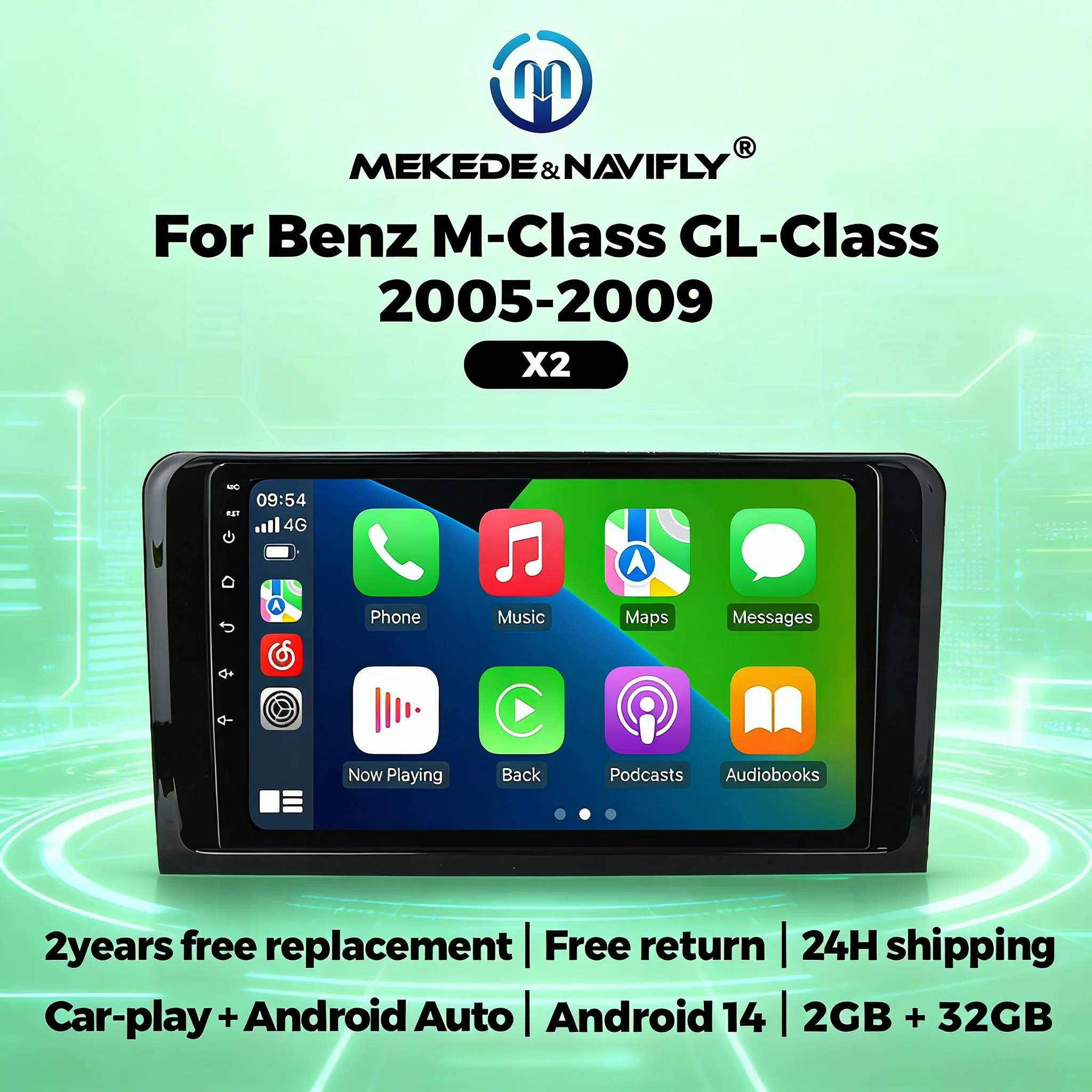 

Беспроводной CarPlay и Android Auto для Mercedes-Benz ML-Class GL-Class W164 2005-2009, автомобильная мультимедийная система, FM-радио, автомагнитола.