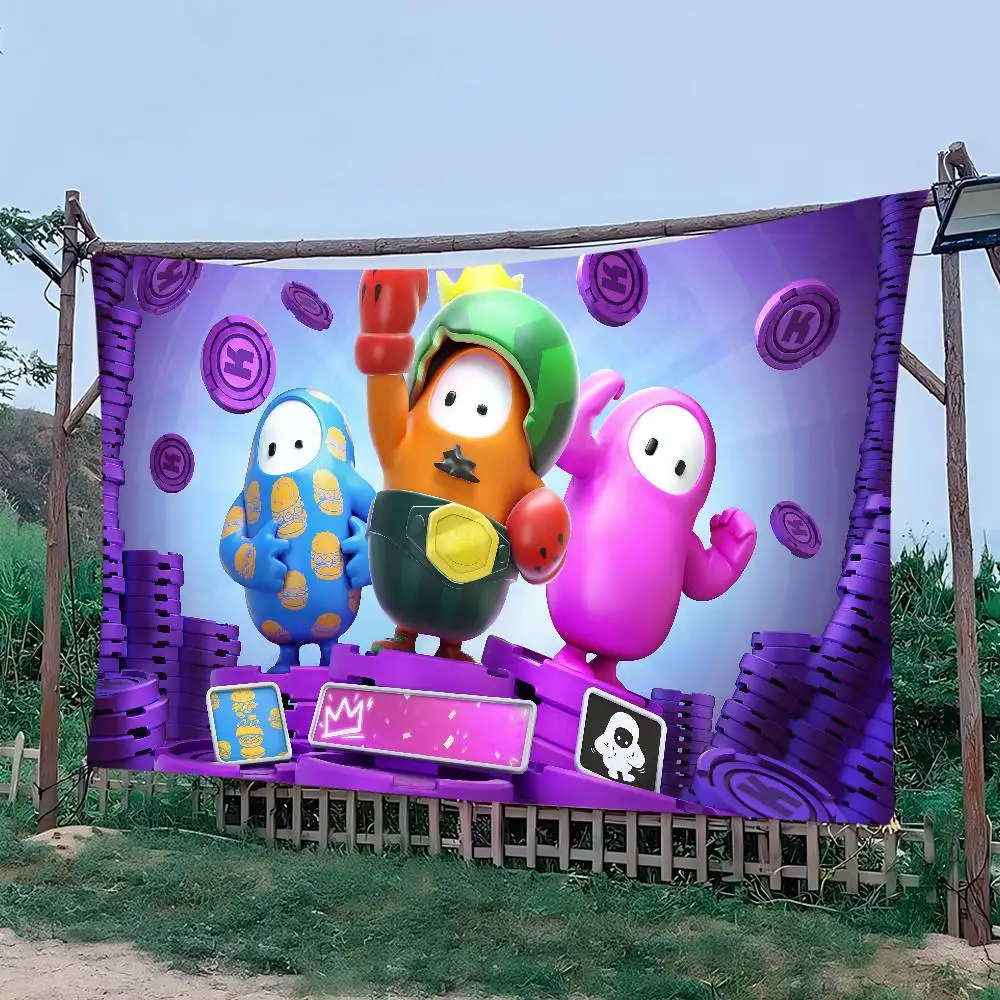 Game F-Fall Guys Happy Birthday Banner Backdrop For Birthday Banner Party Background Decor Decorations
