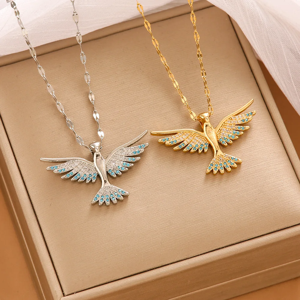 

Versatile women's collarbone titanium chain, fashionable clothing necklace, light luxury Eagle banquet wedding necklace