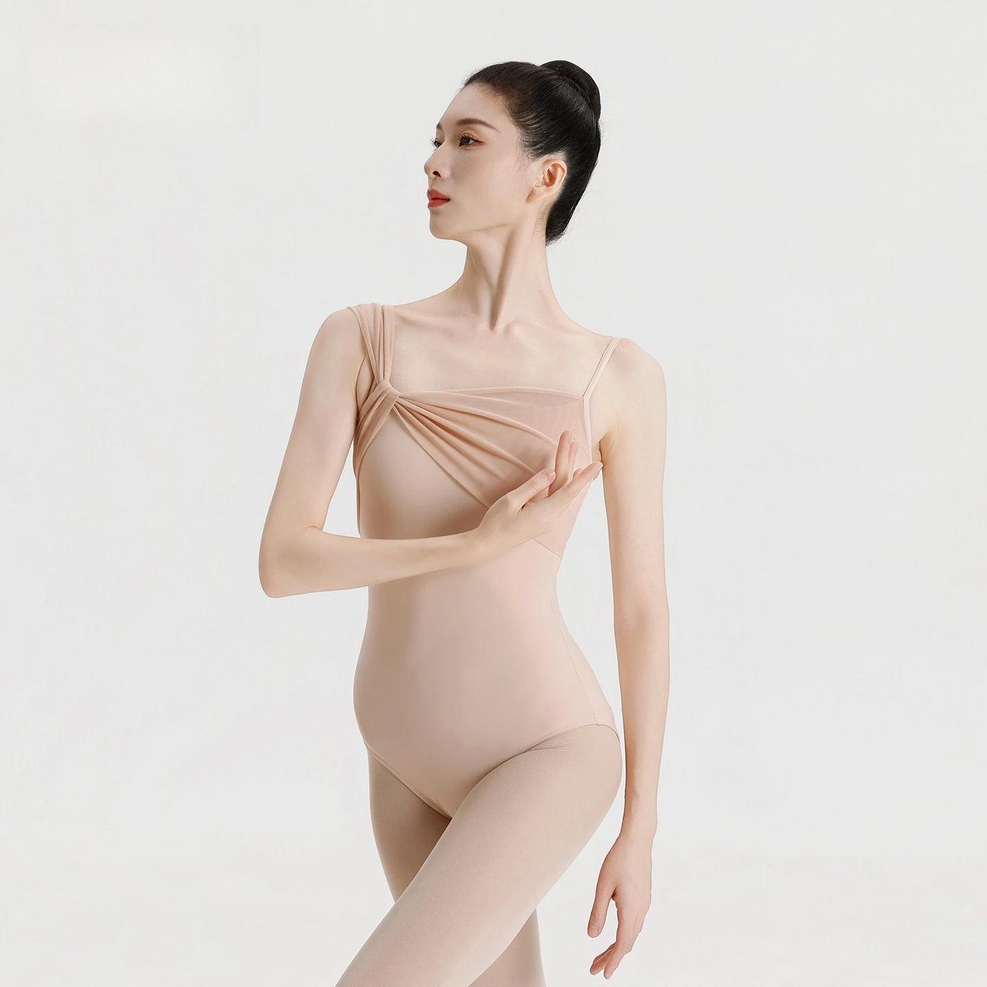 Ballet Dance Leotard  Asymmetrical Strappy for Women Solid Color Mesh Dancewear Ballet Practice Gymnastics Bodysuit Clothes