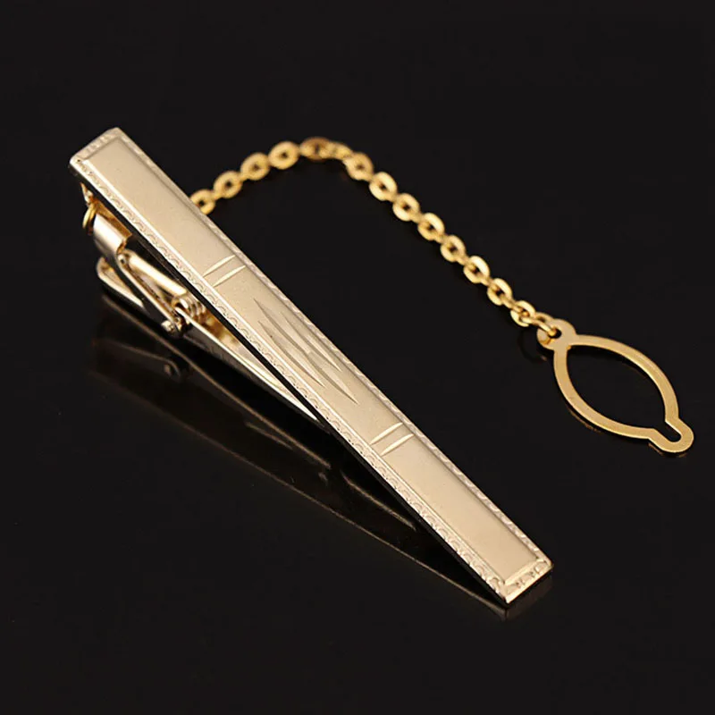 Hebilla de corbata Simple de Metal para hombre, broche de barra de corbata de Color dorado, Clip de abrazadera, Pin de corbatas de acero inoxidable