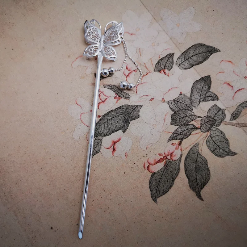 Stick Silver 999 Accessory And Hairpin Clip Step Shake Women'S Bun Hair Ornament