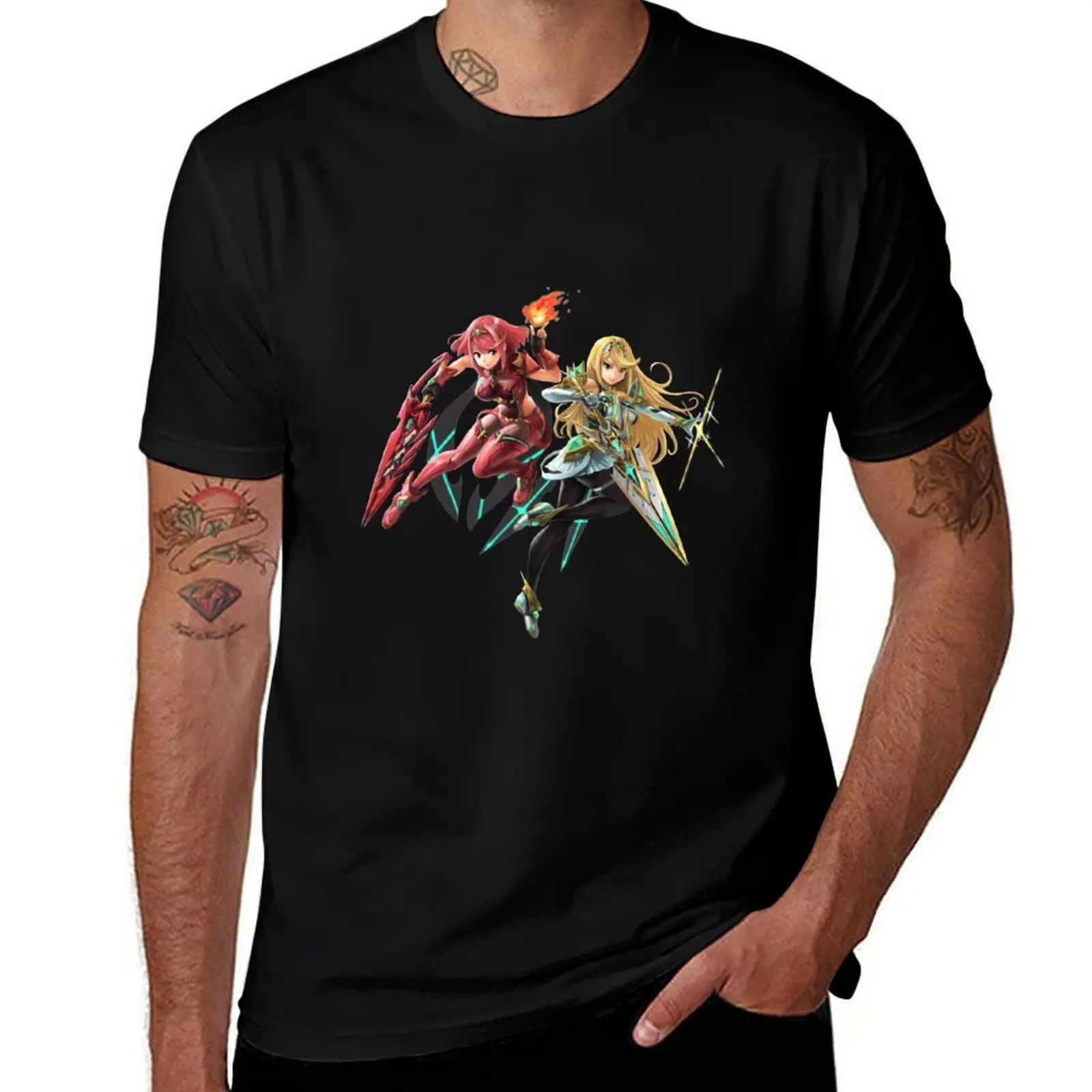 Pyra & Mythra Smash Ultimate Artwork T-Shirt Basic Casual Wear Short Sleeve Top T-Shirt