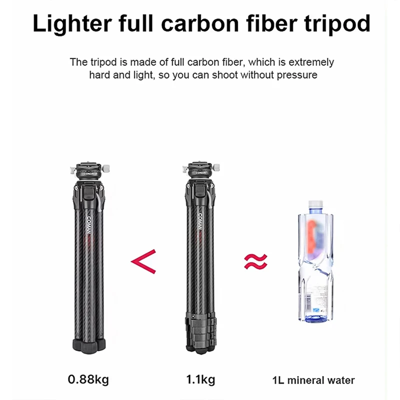 COMAN Zero X Carbon Fiber Tripod Lightweight Professional Compact Travel Ball Head Photography Camera Video Support