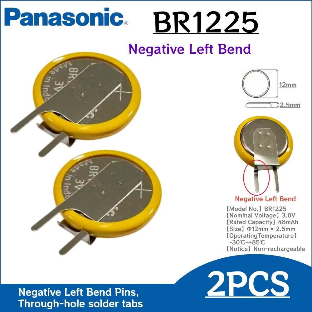 2-10PCS Original Panasonic BR1225 Lithium Coin Battery With Solder Tabs Wide Temperatureperature Backup Battery For PLC Motherbo