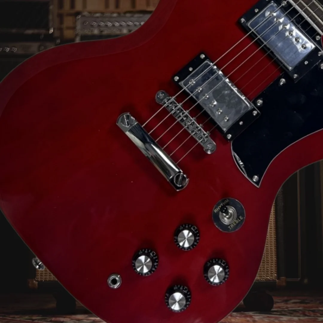 

Электрогитара Crimson SGS Model с фиксированным бриджем, премиальными звукоснимателями, грифом из палисандра, корпусом из красного дерева, черной накладкой на гриф, бесплатная доставка