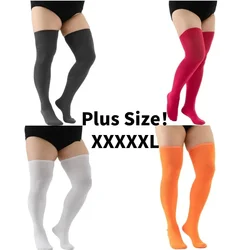 Plus Size Ladies Striped Long Socks Over Knee Thigh High Cosplay White Sock Large Black Stockings for Overweight Women Girls