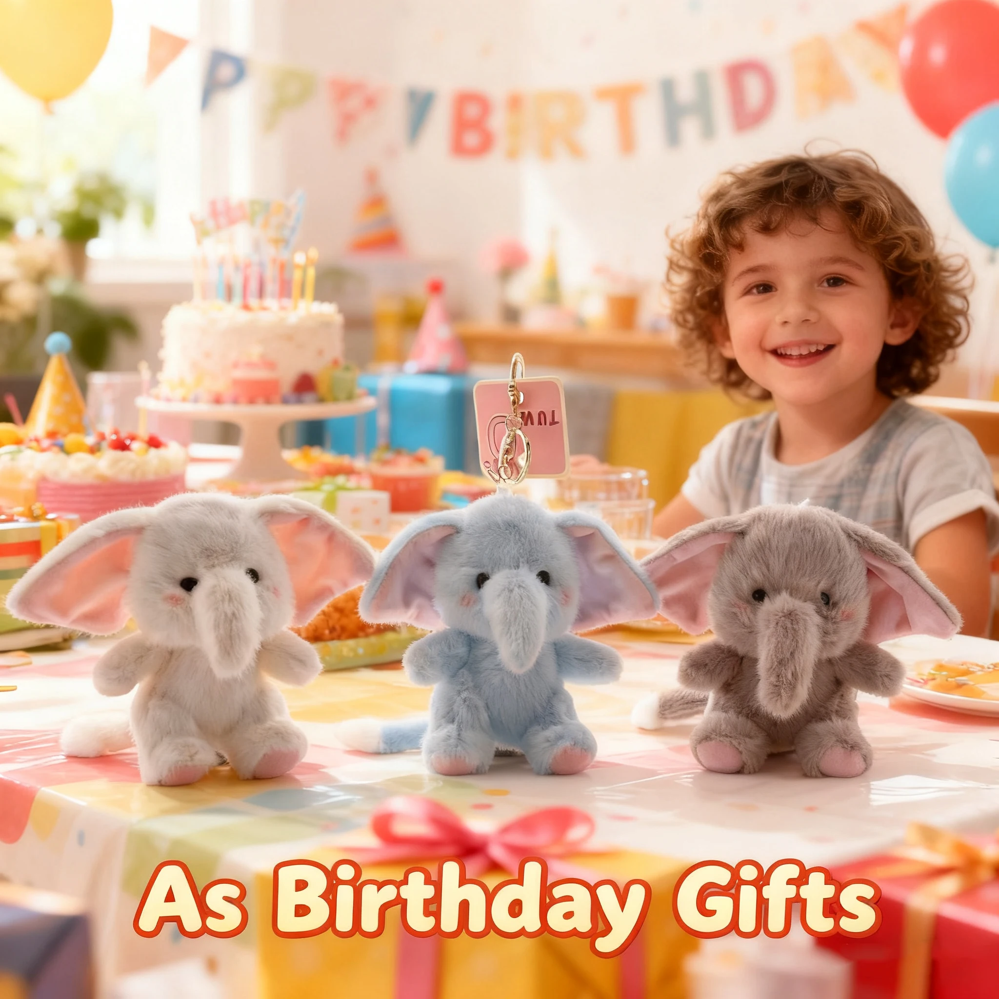 Mini éléphant en peluche, animaux en peluche, cadeaux de fête, jouets en vrac, porte-clés en peluche, Animal en peluche pour enfants, cadeau de fête