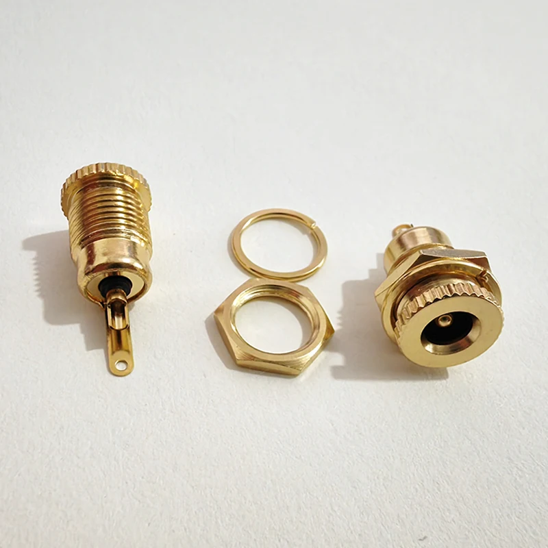 Cltgxdd 1 Stück Kupfer Vergoldeter DC5.5 * 2.1/2.5 DC099 20A Hochstrom-DC-Stromanschluss DIY Schweißdraht DC-Buchsenstecker – Detail 12