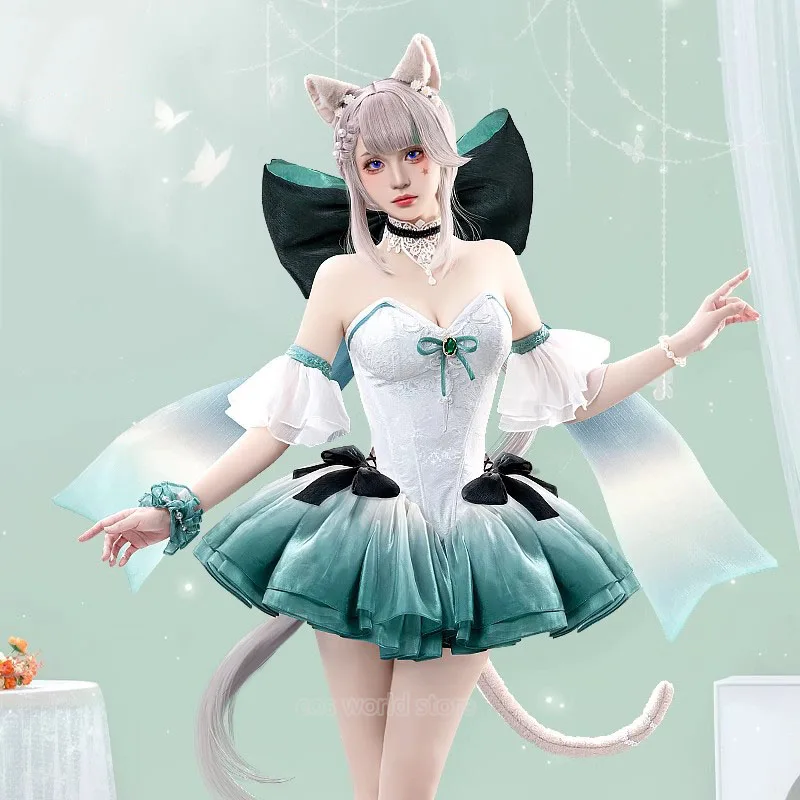 

Game Genshin Impact Lynette Cosplay Costumes Women Gorgeous Elegant Ballet Dress Lovely Cat Uniform Halloween Carnival Clothing